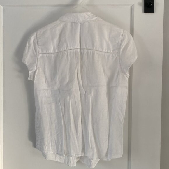 OLD NAVY white linen blouse short sleeve lacework S - Picture 3 of 3